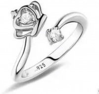 SilverCity 925 Silver Fully Adjustable Zircon Crown Ring - Silver Photo