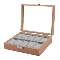 Portable 10 Grid Wooden Watch Box Storage Organizer Photo