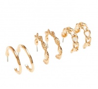 Quiz Ladies Gold Twist Hoop Earring Set - Gold Photo