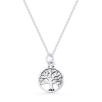 925 Sterling Silver Tree of Life Pendant Set Photo