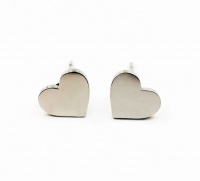 Solid Stainless Steel Stud Earrings - Heart Photo