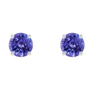 Stella Luna Round Stud earrings - made with Swarovski Tanzanite crystal Photo