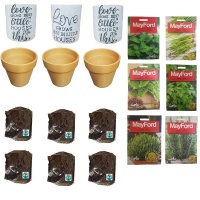 Kitchen Herb Easy Grow Kit in beautiful planter pots 6 pack by Seedleme Photo