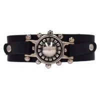 Androgyny Black PU Bracelet With Centre Charm YB1676 Photo