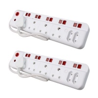 Ellies 6 Way Multiplug with Illuminated Switches 16A Max. 250V 2 Pack Photo