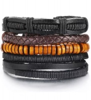 SilverCity 6 Layer Leather Vintage Rustic Bracelet - For Men Photo