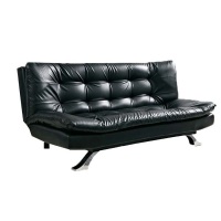 Modern 4 Seater Black Foldable Leather Couch/Sofa Photo