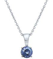 Genuine Tanzanite Round Solitaire Pendant 0.5ct & Chain - 925 Sterl Silver Photo