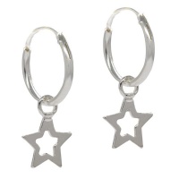 Silverbird 925 Sterling Silver 12mm Hoop Earrings with a Star Charm-SBE12 Photo