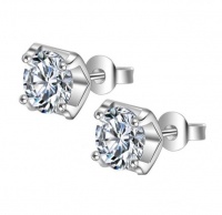 SilverCity Silver Plated Square Sparkling Cubic Zircon Stud Earrings Photo