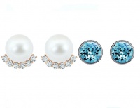 Civetta Spark Mary stud -pearl with Swarovski Aquamarine Crystal Rosegold Photo
