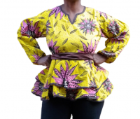 Yellow & Pink Ankara Peplum Top Photo