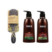 Bio Brush Detangling Brush - Black Leaf Shape & Argan Oil Twin Pack - 750ml Photo