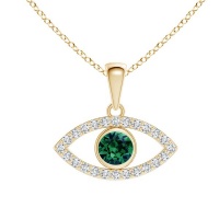 Stella Luna Evil Eye Necklace with Swarovski Emerald Crystal Gold Photo
