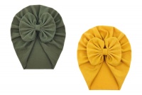 Baby Girl Turban - Army Green & Yellow Photo