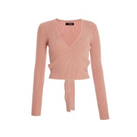 Quiz Ladies Knitted Wrap Jumper - Blush Pink Photo