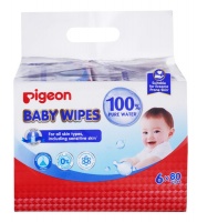 Pigeon - Baby Wipes 80's with 100% Pure Water 6-In-1 Refill Pack Photo
