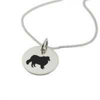 Collie Dog Silhouette Sterling Silver Necklace with Chain Photo