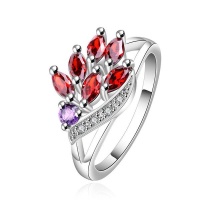 Silver Designer Amethyst and Ruby Red Ring Photo