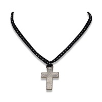 No Memo - Ribbon Choker Necklace With Large Cross Pendant - Black Photo