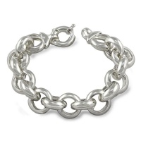 Very Large Link Belcher Chain 24cm Bracelet Italian Sterling Silver Photo