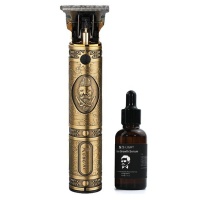 Metal Engraved Beard & Hair Trimmer with Hair Growth Serum Combo Photo