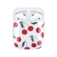 PiFit Protective Case Cover for Apple AirPods - Clear with Strawberry pattern Photo