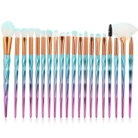 20 Piece Facial Make Up Synthetic Bristles Brushes Set - Translucent Glitter Photo