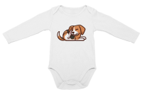 PepperSt Long Sleeve Baby Grow - Beagle - White Photo
