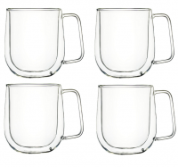 SmartMart High-Quality Double Walled 300ml Borosilicate Glass Cup - Set of 4 Photo