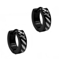 Xcalibur Stainless Steel Black Huggie Hoop Earrings-XE2 Photo