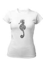 PepperSt Ladies White T-Shirt - Sea Horse Photo