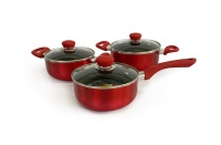 Lily Non Stick Red Casserole Pots and Sauce Pan Combo 6 pieces set Photo