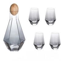 Set of 5 Glass Decanter & Whiskey Glass - Grey Photo