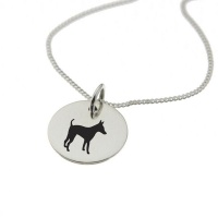 Miniature Pincher Dog Silhouette Sterling Silver Necklace with Chain Photo