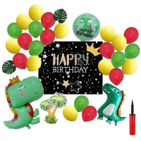 BTR Dinosaur Birthday Party Balloon Banner Decoration Set Air Pump Included Photo