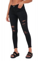 I Saw it First - Ladies Black Bum Shaper High Waist Front And Back Distress Skinny Jean Photo