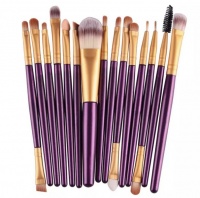 MAANGE Pro 15 Piece Makeup Brush Set - Gold & Purple Photo