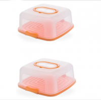 Polypropylene Plastic Container 2 Piece White Plastic Square Cake Box Storage Container Lockable Lid Cover Photo