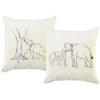 PepperSt – Scatter Cushion Cover Set – Elephants Sketch Photo