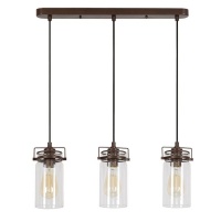 Zebbies Lighting - Linden - Antique Brown 3 Light Pendant with Clear Glass Photo