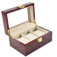 Jack Brown Luxury 3-Slot Wooden Watch Display Box - Red Photo