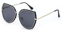 You & I Ladies Brown Rimless Metal Cateye Sunglasses - Gold Photo