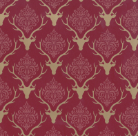 Gift Wrapping Paper 5m Roll - Reindeer Damask Photo