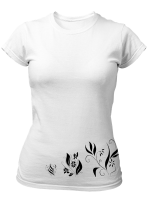 PepperSt Ladies White T-Shirt - Black Grass Photo