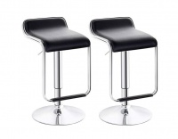 Leather Low back Bar Chair Stools - Set of 2 - Black Photo