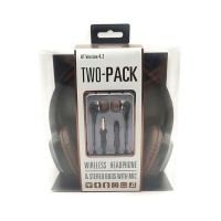 JRY Two-Pack Wireless Headphone and Stereo Buds with Mic Photo