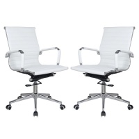 The Office Chair Corp TOCC White Ribbed PU Leather Medium Back Office Chair Photo
