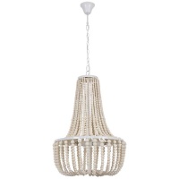 Zebbies Lighting - Aster Sml - Wooden White Wash Beaded Chandelier Photo