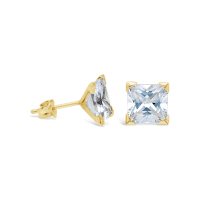 9ct Yellow Gold Cubic Zirconia Claw Stud Earrings - Square Photo